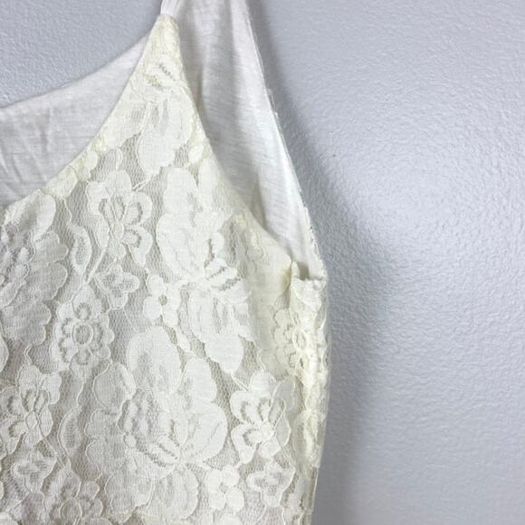 Aqua Bloomingdales White Lace Overlay Dress Sheer Accent Sleeveless Size Small - Picture 7 of 12